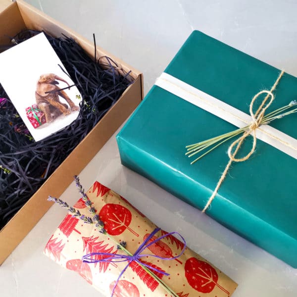 Festive food hamper gift wrapping